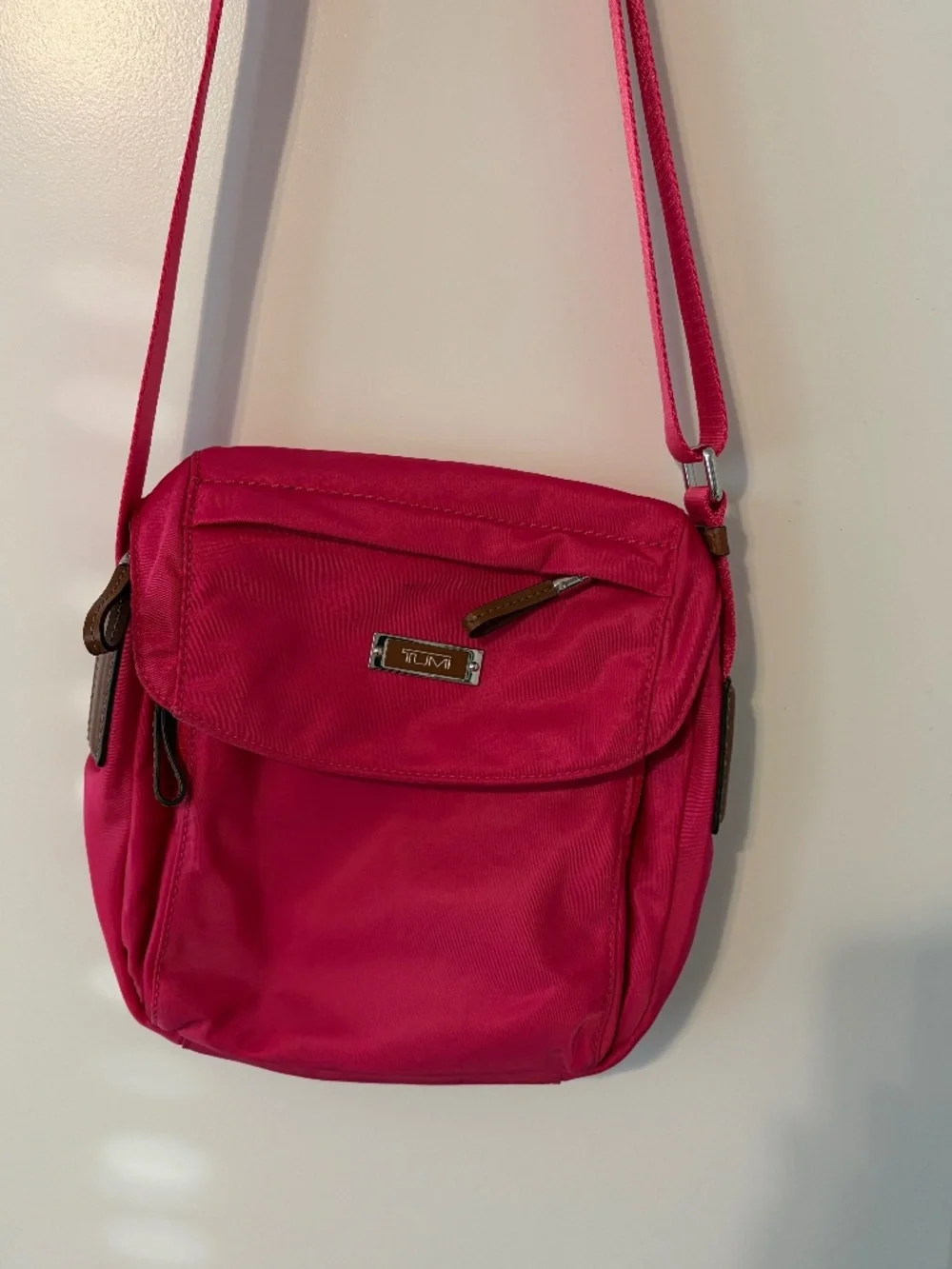 Tumi Hot Pink Crossbody Nylon Bag